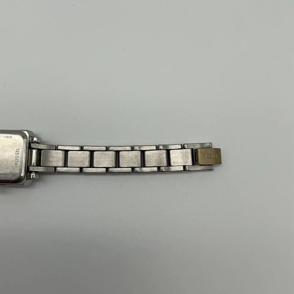Fossil ES-2123 Womens Watch 20mm Silver Two Tone Crystal New Battery 5.75
